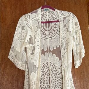 Cream Lace Kimono Cardigan